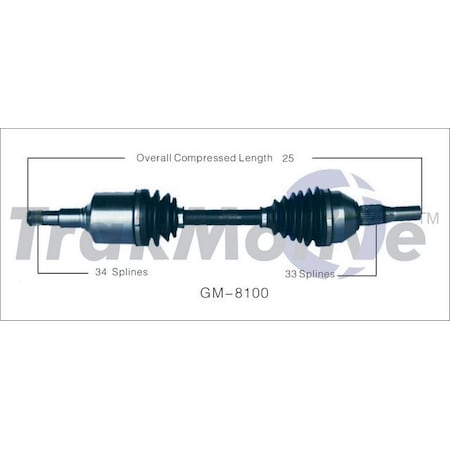 Surtrack Axle Cv Axle Shaft, Gm-8100 GM-8100